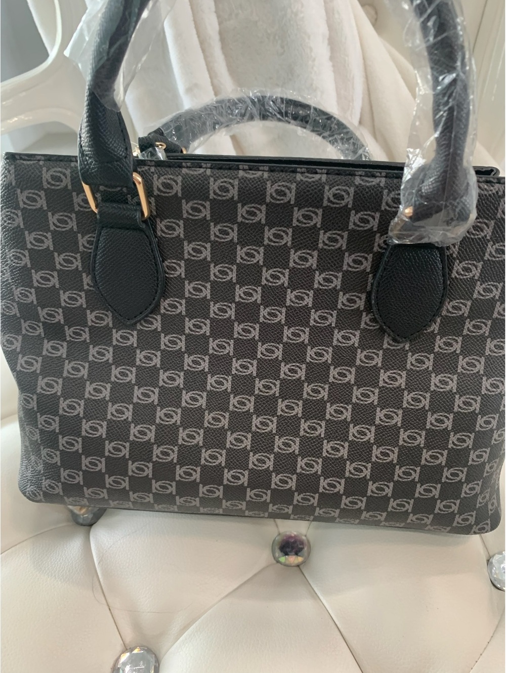 bebe Adela SM Satchel with Wallet Black Handbag